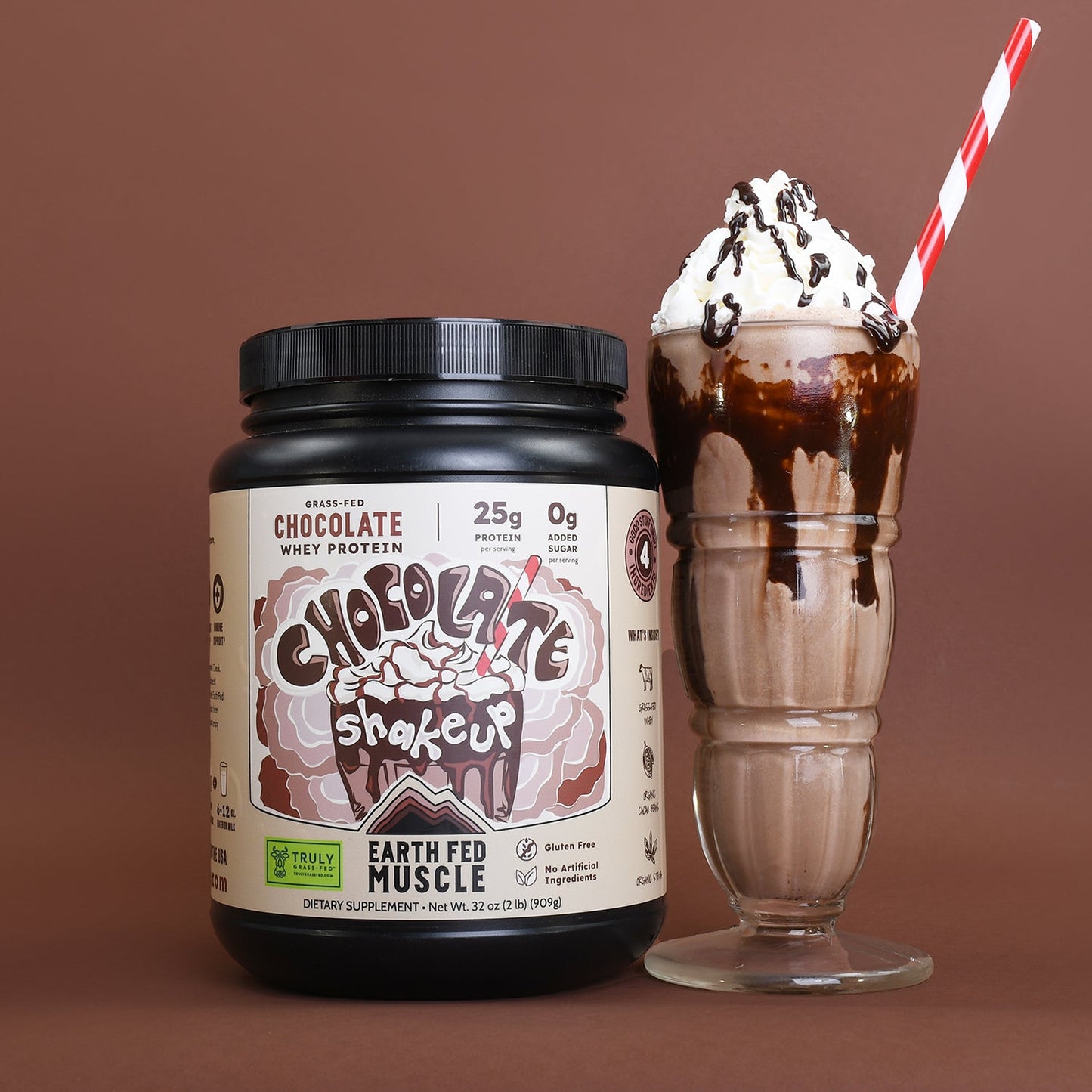 Earth Fed Muscle  Chocolate Shakeup Chocolate Grass-Fed Whey Protein 2 LB